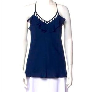 Rebecca Minkoff navy silk tank top size medium